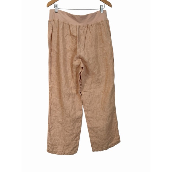 Coldwater Creek Linen Pants Womens Size 16 Coastal Sherbet Lagenlook Wide Leg - Picture 2 of 10